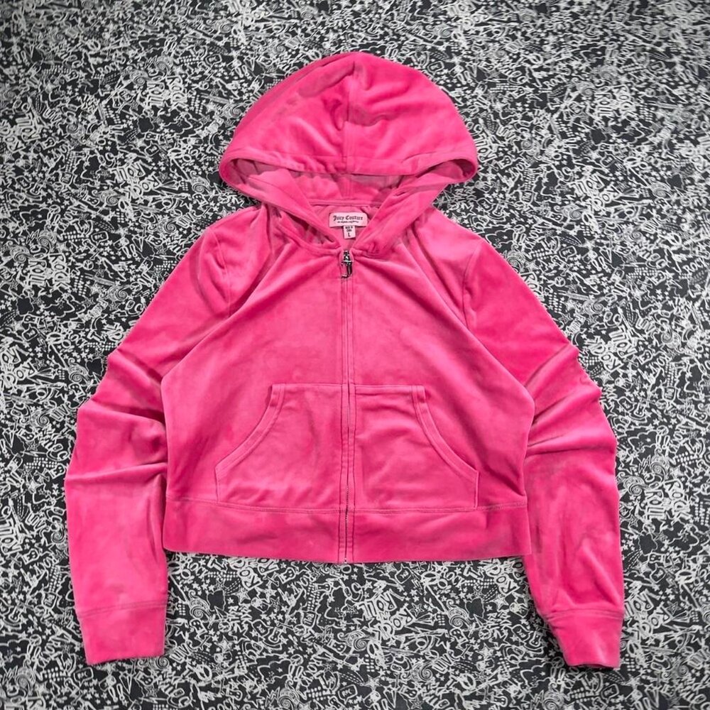 💖OG Juicy Couture Los Angeles velour zip-up hoodie in iconic hot Barbie pink!